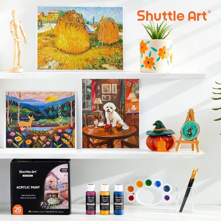 Shuttle Art Acrylic Paint Set, 50 Vintage Colors, 2oz Bottles photo 7