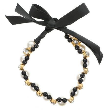 TEHAUX Rhinestone and Imitation Pearl Dog Collar 1Pcs Black Necklace Jewelry