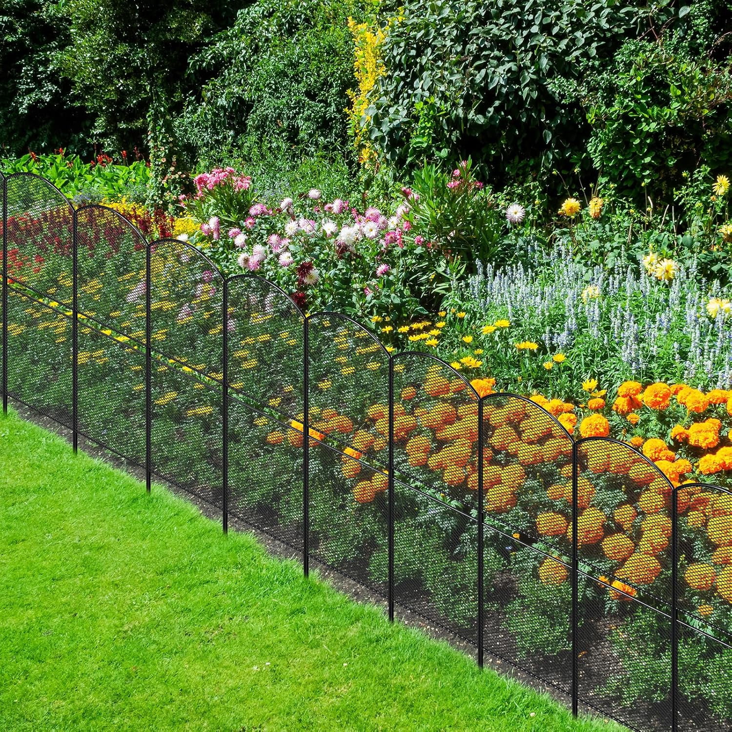 Decorative Garden Fence 10 Pack, 37.5in(H) x 10.8ft(L) Animal Barrier Rustproof Metal Fencing for Yard Dog Rabbit Wire Edging