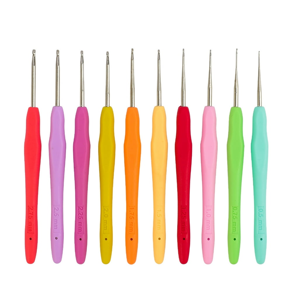 Worallymy 10pcs Small Size Lace Crochet Hooks Set Soft Grip Handle
