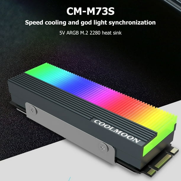 Kuymtek COOLMOON CM-M7S ARGB SSD Disipador de calor Enfriador M.2 2280 Radiador de disco duro de estado sólido