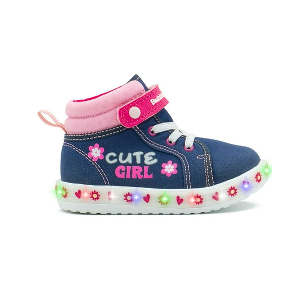 Tenis Bota Bubble Gummers® Con Luces Para Niña Corazones azul marino 16