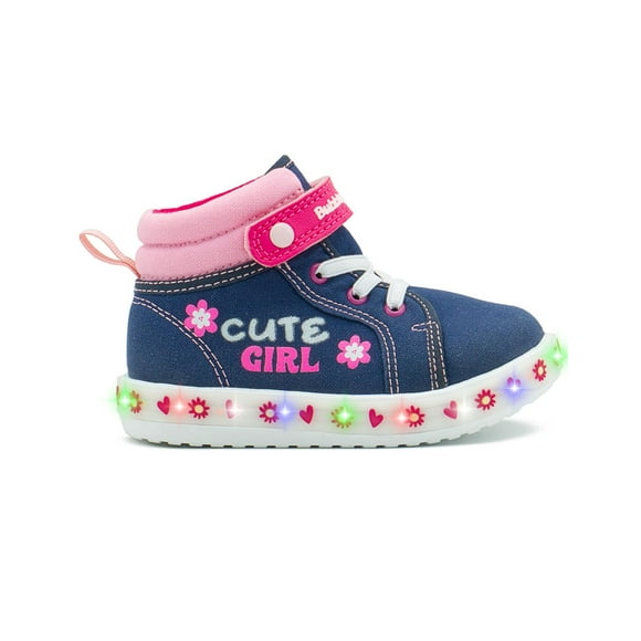 Tenis Bota Bubble Gummers® Con Luces Para Niña Corazones azul marino 12