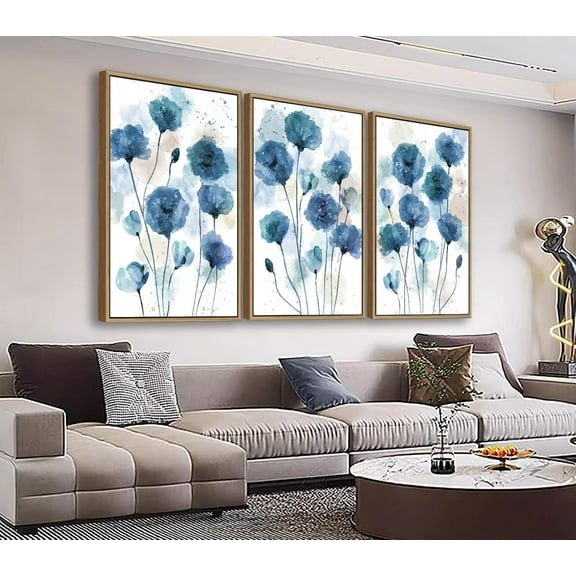 Large Flower Wall Art for Living Room Natural Wood d Art Set of 3 William Morris Floral Canvas Pictures Sage Green Artwork Vintage Botanical Leaf Canvas Prints for Bedroom Wall Decor 16"X24"X3