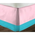 thumbnail image 3 of D.N.G. BEDDINGS 1 Piece Split Corner Two Tone Tailored Bed Skirt, Twin Size 6 Inch Deep Pocket, 800 Thread Count, 100% Egyptian Cotton, Solid Light Pink/Turquoise Blue Color., 3 of 3