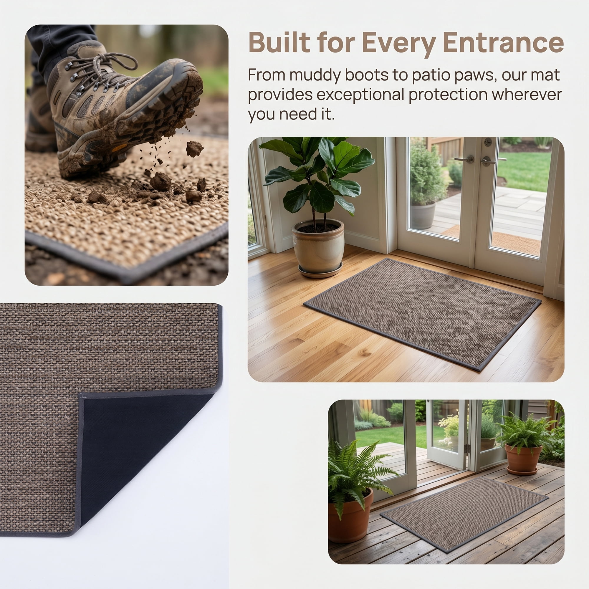 Unique Bargains Non-Slip Entrance Scraper Rug Natural Jute Doormat Multicolor 30" x 18"