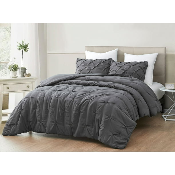 CozyBeddings Mari Ultra Soft Stone Washed Comforter Set, Charcoal Grey