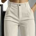 thumbnail image 5 of Ohufall Trendy Womens Pant Solid Color High Waist Wide Leg Pants Button Zipper Pocket Daily Outfits, 5 of 6