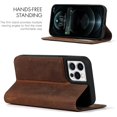 thumbnail image 2 of Compatible with iPhone 12 Pro Max Wallet Case,[3 Card Slots] [1 Cash Pocket] [Stand Feature] Magnetic Top Layer Leather Cover Shockproof Cat Eye Style Case for iPhone 12 Pro Max,6.7 inch Brown, 2 of 17