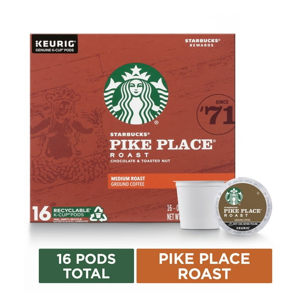 Starbucks Medium Roast K-Cup Coffee Pods — Pike Place Roast for Keurig