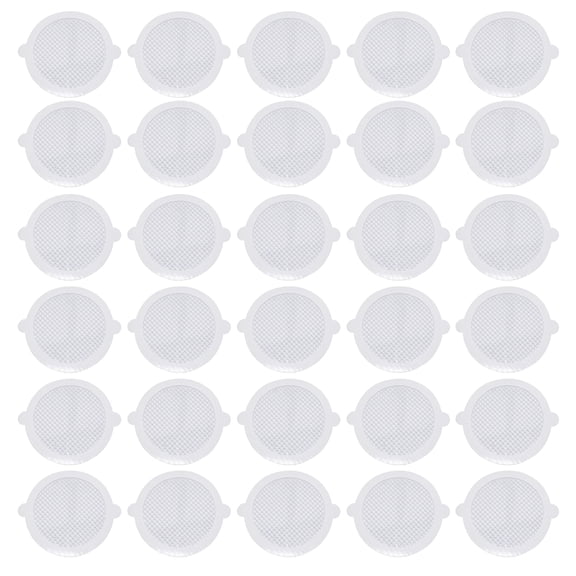 Pebbuoy 30Pcs Drain Hair Catcher Prevent Clogs Easy Install Biodegradable Sewer Filter Mesh Stickers Adhesive Sink Stopper for Shower Bathtub Keep Drains Clear