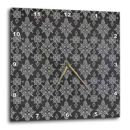 3drose, Chic Damask on a Chalkboard Background, 10x10 Wall Clock