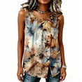 thumbnail image 6 of Staron Women Button Down Round Neck Sleeveless Floral Boho Casual Vacation Beach Loose Tops Blouse, XXL, 6 of 6