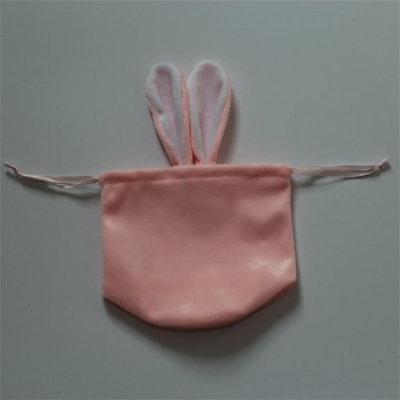 TOPRenddon Easter Bunny Gift Bags Rabbit Ear Velvet Bags with Drawstrings 5.5 x 3.9 Inch Bunny Gift Pouches Bunny Party Favors for Baby Kid Basket Party Supplies Candy Treat Jewelry