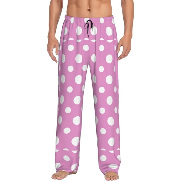 Fotbe Purple And White Polka Dot Pantalones de Pijama para Hombre, Pantalones de Dormir, Pantalones de Casa con Cintura Ajustable y Bolsillos-X-Large