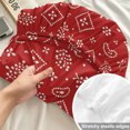thumbnail image 4 of Queen Size Fitted Sheet Set - Southwestern 3 Piece Bedding Sets 16" Deep Pocket Fitted Sheet with 2 Pillowcases, Red Paisley Print Vintage Rustic Brushed Microfiber Hotel Luxury Bed Sheets, 4 of 9