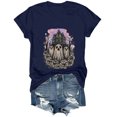 thumbnail image 6 of Women Multicolor Halloween Graphic Print Short Sleeve Crew Neck T-Shirt, Soft Loose Basic Casual Blouse Tops for Daily Autumn Wear and Holiday Party Dressing XXXL Blue, 6 of 8