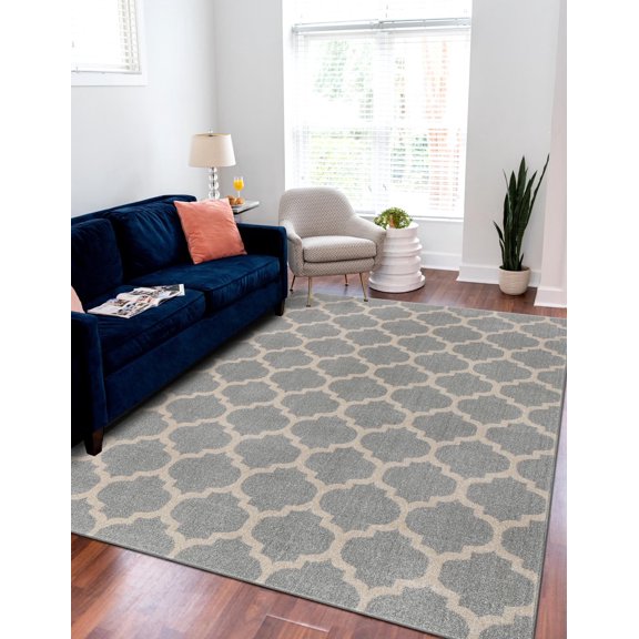 Unique Loom Trellis Collection Area Rug - Philadelphia (6' 1" x 9' Rectangle Light Gray/Beige)
