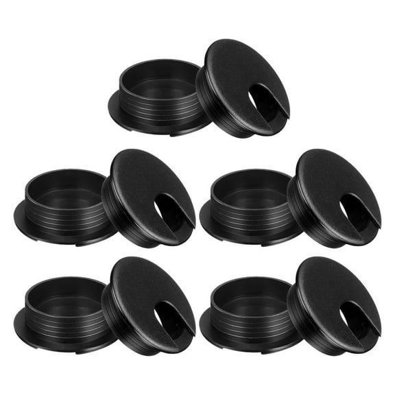 FONDOTIN Plastic Desk Grommet Black 10Pcs 2.5In Round Cable Management