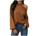 thumbnail image 2 of gakvbuo Sweaters For Women Fall Fashion 2022 Pullover Sweatshirts Women Casual Long Sleeve Loose Solid Round Neck Medium And Long Tops Sweatshirts Women Blouse, 2 of 6