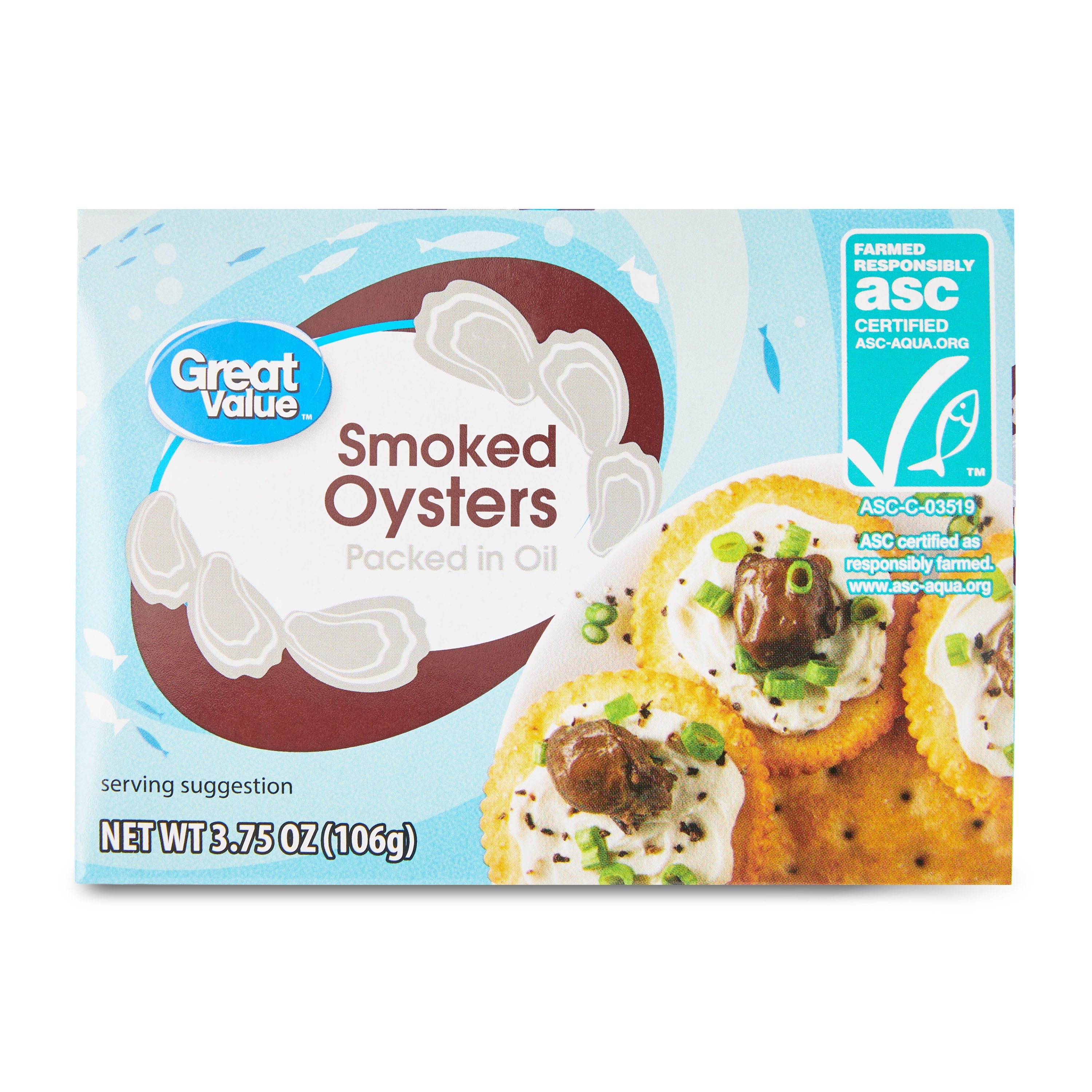 Great Value Smoked Oysters, 3.75 oz