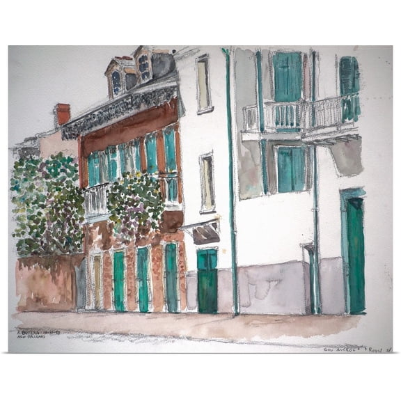 Great BIG Canvas | Rolled Anthony Butera Poster Print entitled New Orleans, Gov. Nichols and Royal St, 1998