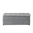 thumbnail image 4 of 1 Piece Modern Light Gray Velvet Storage Ottoman with Resilient Sponge Cushion – Space-Saving Design for Family Gatherings & Bedroom Use|39.37" x 16.14" x 14.57" Dimensions|Comfortable Seating &..., 4 of 10
