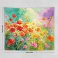 thumbnail image 3 of Watercolor Poppy Meadow Tapestry, Vibrant Floral Wall Hanging for Bedroom, Living Room, 60x50in, 3 of 7