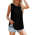 thumbnail image 2 of Mrat Shapewear Tank Tops for Women Women's Casual Solid Color Crewneck Sleeveless T-Shirt Pleated Tank Blouse Tops S-5 Black M, 2 of 8