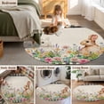 thumbnail image 5 of Round Rugs 3.3 Ft, Easter Bunny Non Slip Area Rugs for Kitchen Bedroom Entryway, Spring Flowers Leaves Cute Rabbits Pastoral Plants Washable Carpet Runner Rug Floor Mats for Bedroom Home Decor, 5 of 8