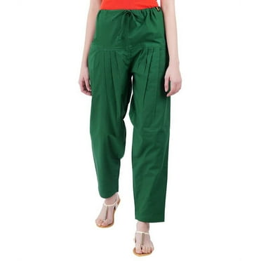 Indian Traditional Wear Women's Cotton Green Salwar Pant Patiala Salwar