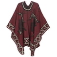 thumbnail image 2 of Sakkas Lupe Womens Reversible Poncho Wrap Cape Shawl Sweater Coat Cardigan Pattern - Tile Burgundy - One Size Regular, 2 of 7