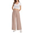 thumbnail image 6 of Womens Cotton Linen Pants Casual Button Up High Waisted Wide Leg Trousers Business Offices Trousers Straight Pants Trouser Summer Clothes Khaki S, 6 of 6