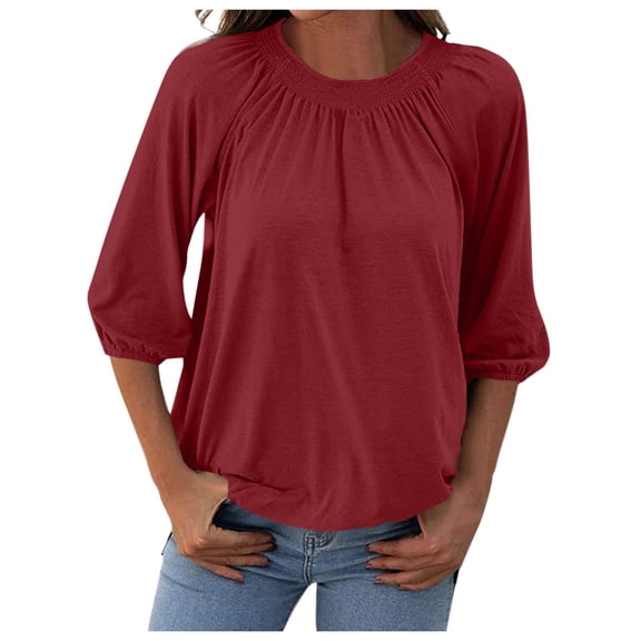 Woman Fashion Top Shirt For Women Three Quarter Sleeve Soft Causal T Shirt