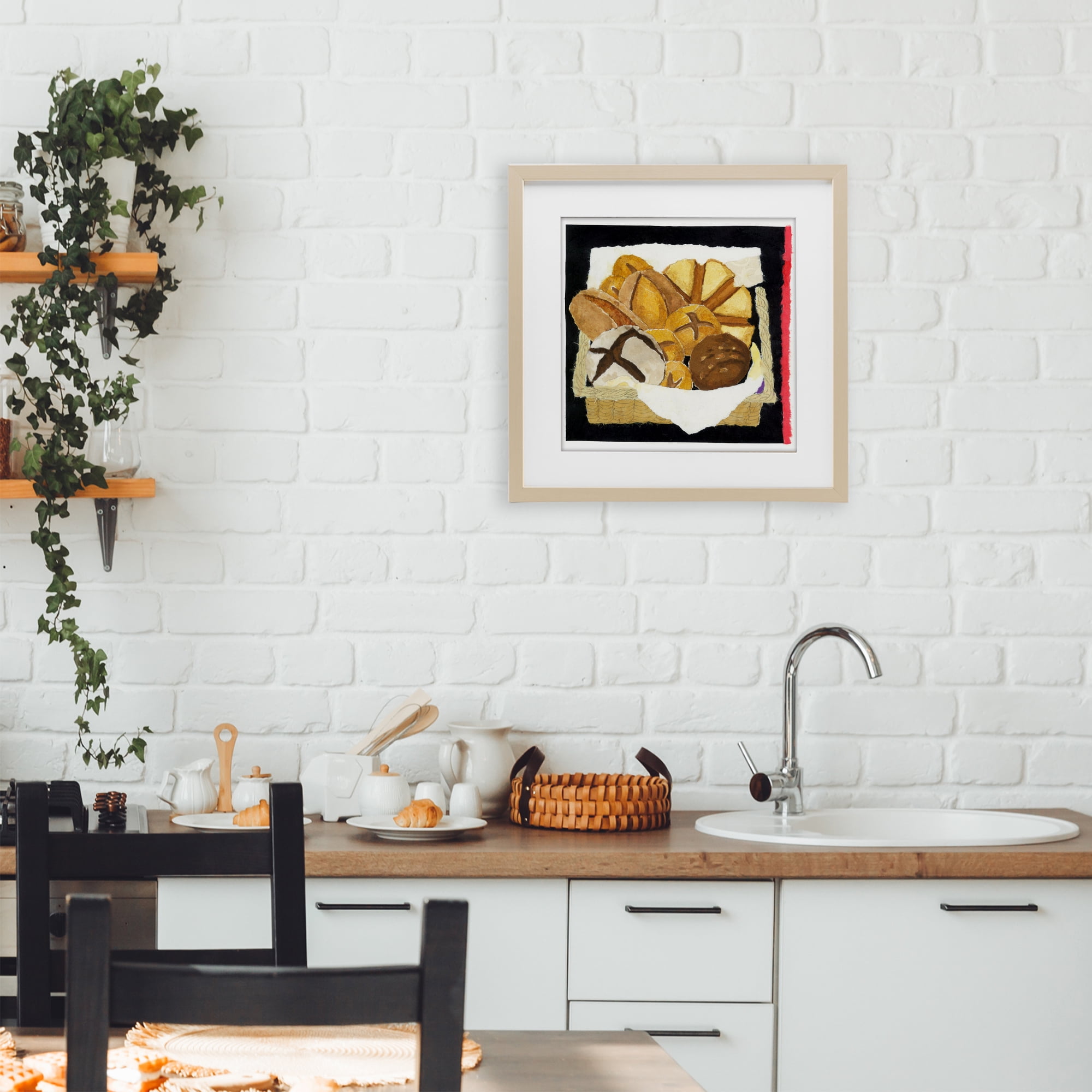 Stupell Industries Bread Box and Stripe Birch Framed Print Under Glass, design by Nancy Overton