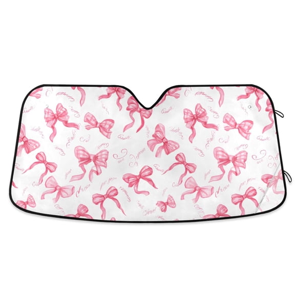 ALAZA Pink Bows Pattern Car Windshield Sun Shade Foldable UV Ray Sunshade Visor Protector 55 x 27.6in
