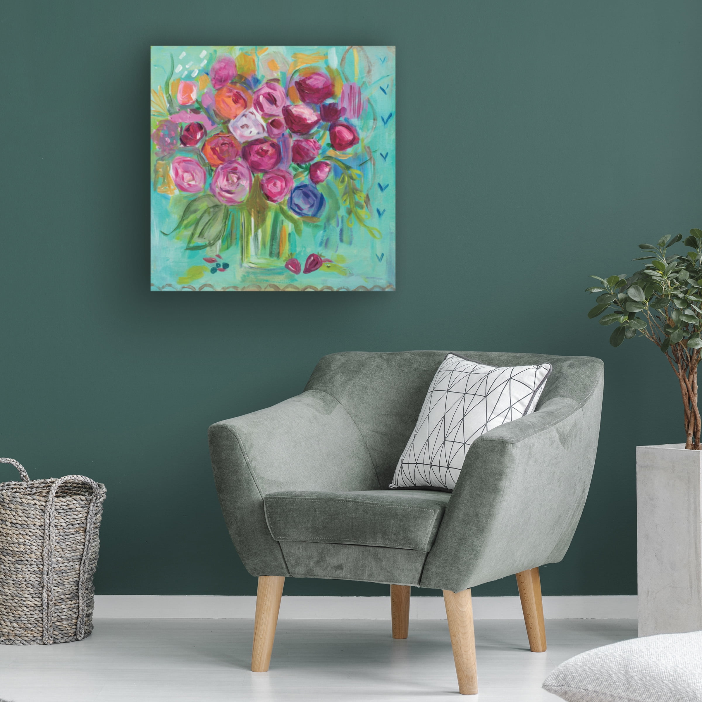 Farida Zaman 'Pink Peonies' Canvas Art