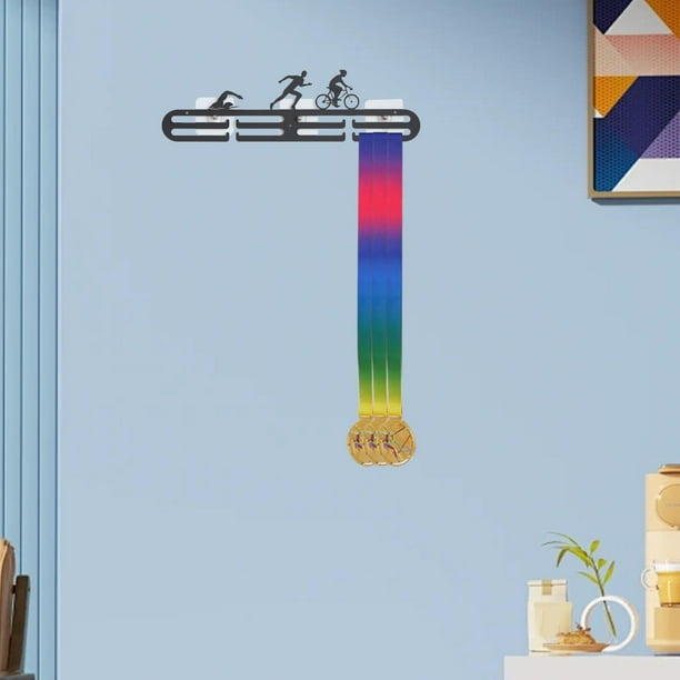 Percha para exhibición de medallas, marco para soporte de medallas, hierro resistente fácil de instalar para deportes, correr, soporte para medallas p Triatlón