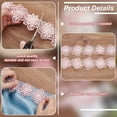 thumbnail image 4 of 5 Yard Flower Lace Pearl Trim Ribbon 2.4inch Wide Embroidered 3D Flower Lace Edge Trim Pink Organza Lace Trim for Sewing Pearl Beads Floral Embroidered Lace Trim for DIY Crafts, 4 of 9