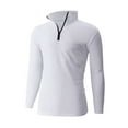 thumbnail image 2 of LNZGNM Sweatshirts for Men Stand-Up Collar Breathable Solid T-Shirts Lightweight 1/4 Zip Up Long Sleeve Sweatshirts Athletic Running Top,White XL, 2 of 5