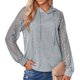 thumbnail image 5 of Sudaderas con capucha informales para mujer, camisetas con cordón de ganchillo de manga larga, sudaderas con cordón y bolsillo para otoño invierno, gris claro S, 5 of 6