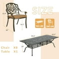 thumbnail image 3 of 9-Piece Patio Dining Set for 8, All Weather Cast Aluminum Outdoor Funiture Table and Chairs Set - 94.5" Rectangular Table and 8 Cushioned Dining Chairs, 2" Umbrella Hole, Khaki, 3 of 8
