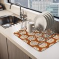 thumbnail image 6 of Orange White Pumpkin Dish Drying Mats for Kitchen Counter, Thanksgiving Fall Vintage Minimalist Pumpkin Absorbent Coffee Bar Mat with Non-slip Rubber Backed Quick Drying Dish Rack Pad 12"x16", 6 of 9