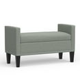 thumbnail image 3 of 42" Upholstered Storage Bench with Track Arms, Wood Legs, and Nailhead Trim in Stone (Light Gray), 3 of 6