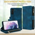 thumbnail image 4 of Allytechgroup Premium Wallet Phone Case for Samsung Galaxy A50, Zipper Pocket Kickstand Crossbody Shoulder Strap Hand Wrist RFID Blocking Shockproof Protective Case for Women Men, Blue, 4 of 6