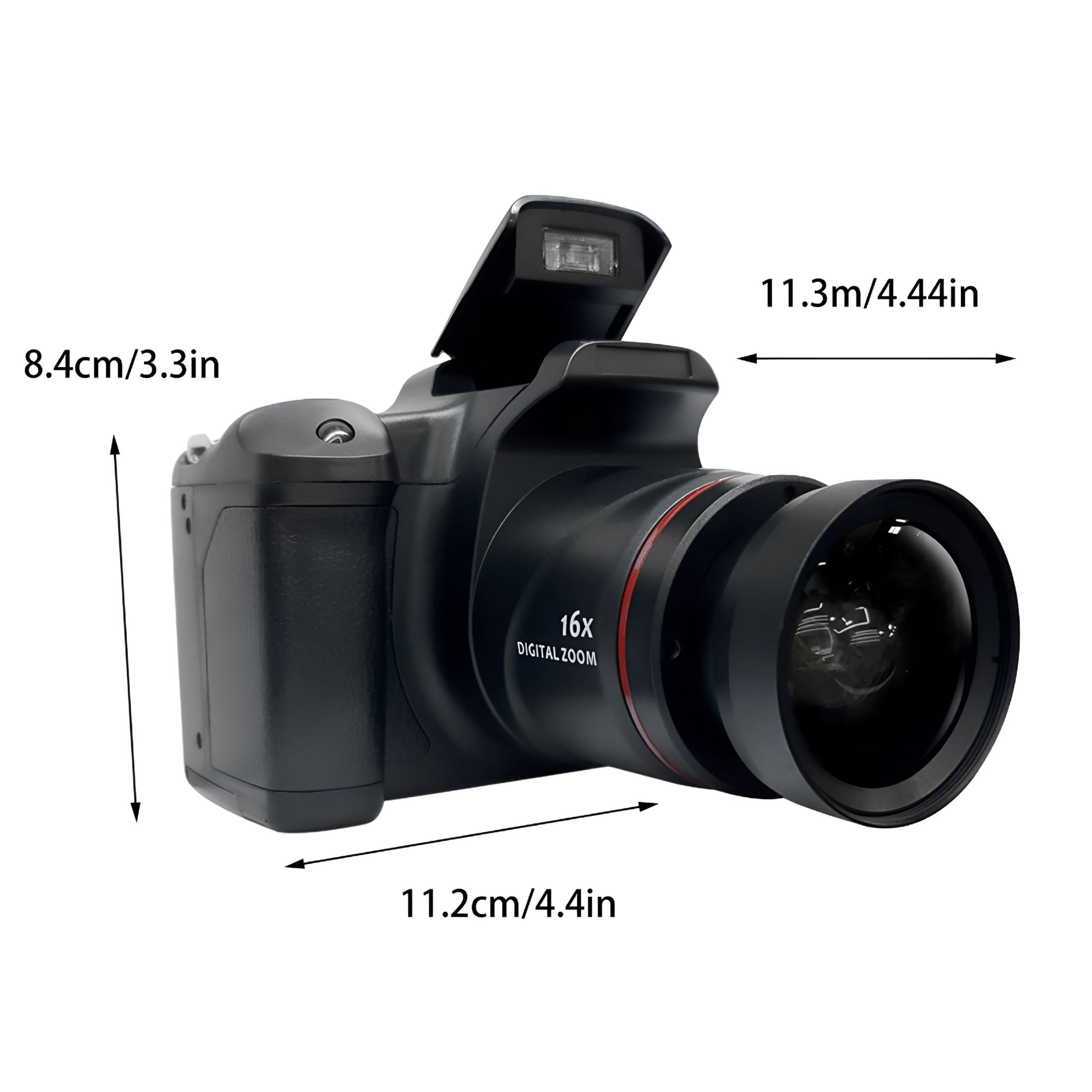 GJX Digital Camera, for Photography and Video Autofocus, 16X Optical Zoom Vlogging Camera for Travel, Dual Cameras for Beginners (Black)
