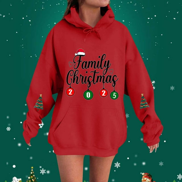 Chandails de Noël pour Femmes Chandail en Molleton Surdimensionné pour Femmes avec Graphique de Gnome Adorable Chandail à Capuche Confortable Rouge m