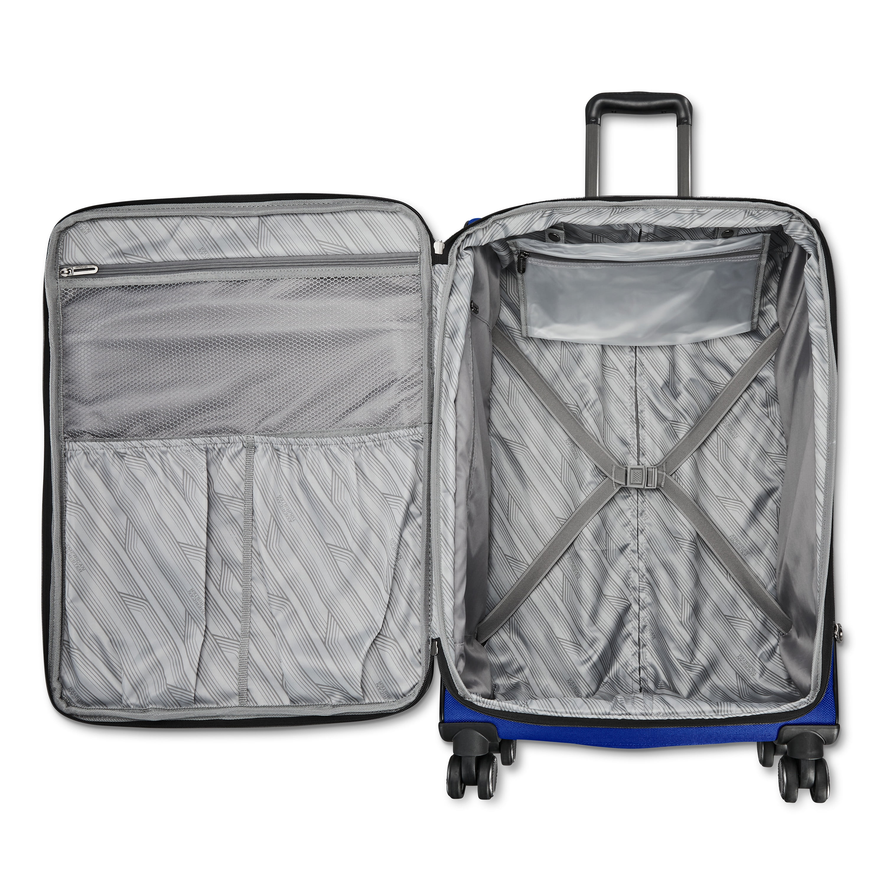 American Tourister Dash XLT Softside Medium Checked Luggage with Spinner Wheels Single Piece - Sapphire Blue