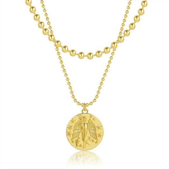 14K Gold Plated Engraved Coin Pendant Necklaces for Women | Byzantine Coin Pendants | Bohemian Necklace