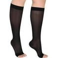 thumbnail image 1 of LNGOOR Bas de Compression Transparents à Bout Ouvert pour Femmes 15-20 mmHg Bas Jusqu'au Genou avec Soutien de la Circulation Chaussettes de Compression Médicale Graduée pour Voyage en Avion, 1 of 7
